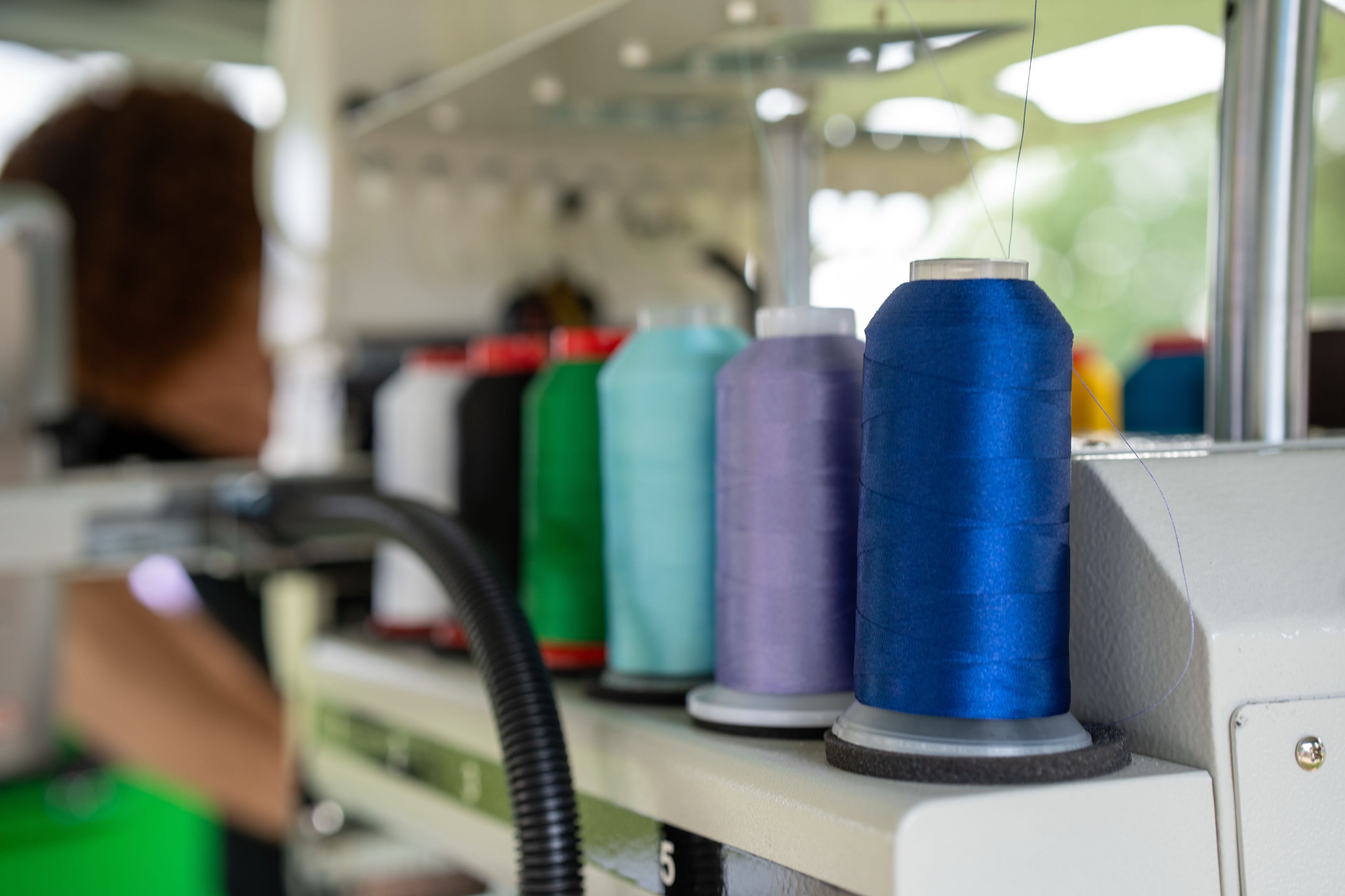 Embroidery thread loaded on the PrintStitch machine